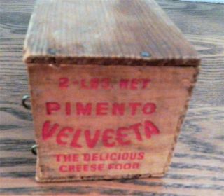 Vintage Kraft Velveeta Wooden Box - 2 lbs Pimento Cheese - Chicago.  Ill. 3