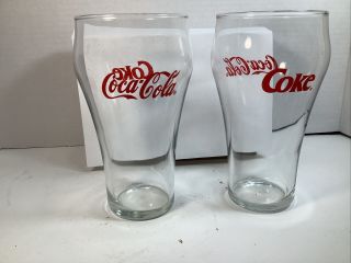 Vintage Cola Cola Glasses,  Set Of 2 Bell Shaped Red Logo