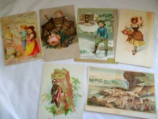 6 Antique Victorian Trade Cards Hoyts Cologne Hair Renovating Dry Goods