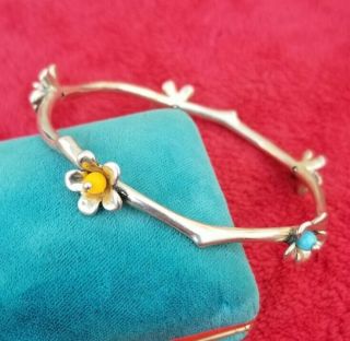 Extremely Rare James Avery Sterling Silver 925 Spring Blossom Bangle Bracelet
