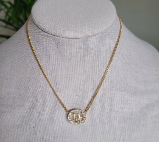 Signed Christian Dior Vintage Necklace - 14k Gold Plated With Austrian Crystal 1