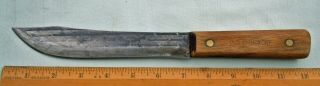 Vintage Old Hickory 7 " Butcher Knife Carbon Steel Wood Handles