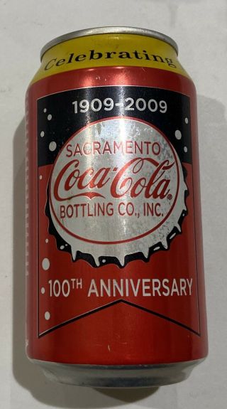 Rare Sacramento Coca - Cola 100 Year Can Full.