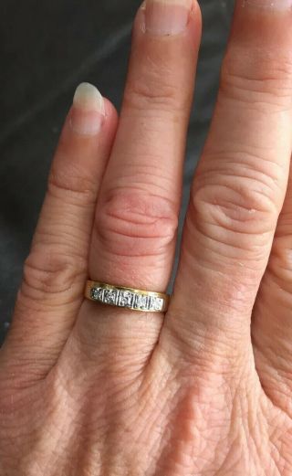 Vintage 1970s,  Heavy,  Solid 18ct Yellow Gold,  Five Stone Natural Diamond Ring.