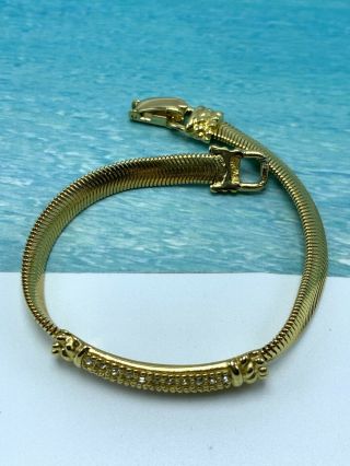 Vintage Designer Signed Christian Dior Gold Tone Clear Rhinestone Link Bracelet 3