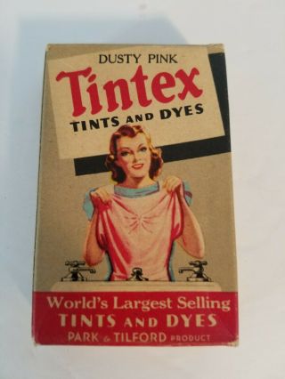 Vintage Box Of Tintex Fabric Dye Dusty Pink Park And Tilford (b02)