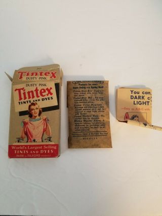VINTAGE BOX OF TINTEX FABRIC DYE Dusty Pink PARK AND TILFORD (B02) 2