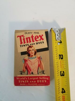 VINTAGE BOX OF TINTEX FABRIC DYE Dusty Pink PARK AND TILFORD (B02) 3