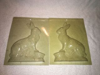 Chocolate Rabbit Bunny Easter Mold 2 Sided Vintage 7.  5” Candy Baking Plastic