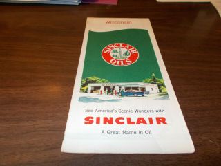 1959 Sinclair Wisconsin Vintage Road Map / 59a