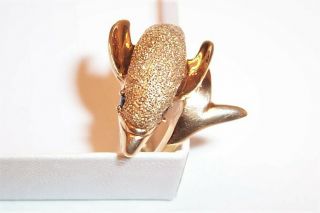 Scrap Or Wear Vintage 10K Gold Dolphin Ring With Blue Sapphires Size 6 3/4 2