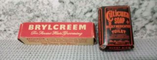 Vintage Advertising Pair Tube Brylcreem For Hair & Cuticura Soap For Toilet