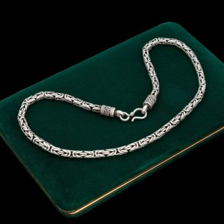 Antique Vintage Art Deco 800 Sterling Silver Byzantine Bali Chain Necklace 65.  2g