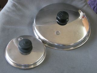 2 Vintage Saladmaster Stainless Steel Lids Only W/vent Fry Pan Sauce Pan Skillet