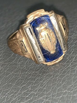 Jostens 10K Gold Class Ring blue enamel Size 10 NOT scrap weight 7.  9 grams 2