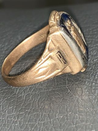 Jostens 10K Gold Class Ring blue enamel Size 10 NOT scrap weight 7.  9 grams 3