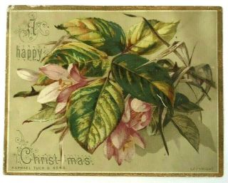 Christmas Raphael Tuck & Sons Artistic Series Flowers Holiday Victorian Card