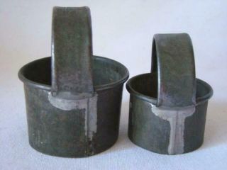 2 Antique Primitive Hand Soldered Tin Nesting Cookie Cutters,  Fries
