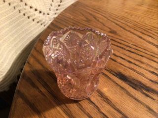 Imperial Glass Toothpick Holder Pink Daisy And Button Pattern