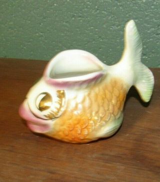 Vintage Ceramic Wide Open Mouth fish Toothpick Holder or planter 5 