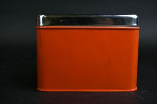 Vintage Lincoln Beautyware Tangerine Tea Metal Canister Silver Lid Food Storage 2