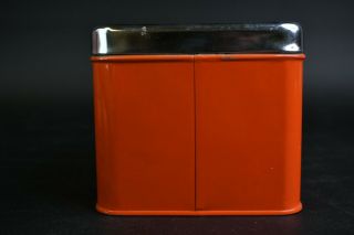 Vintage Lincoln Beautyware Tangerine Tea Metal Canister Silver Lid Food Storage 3