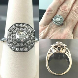 Vintage Victorian Edwardian Engagement Ring 14k White Gold Over 2.  3 Ct Diamond