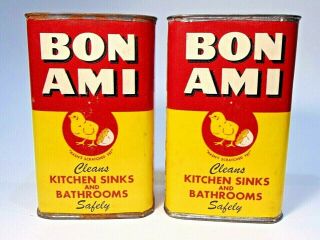 2 Vintage Bon Ami Cleanser Advertising Tins Kitchen Soap $12.  95 Shipped