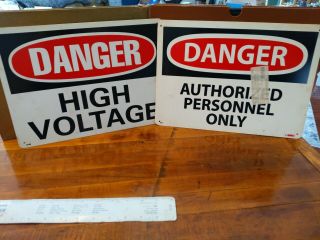 Danger High Voltage Safety Sign 10 " X 14 " Heavy Plastic Industrial Authorized