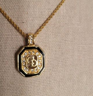 Authentic Vintage Signed Christian Dior 14k Gold Plated Necklace W/ Crystal 4