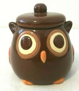 Mesa Ceramic Owl Sugar Bowl W/lid - Storage Jar Container Candy Holder - 4.  5 " Tall