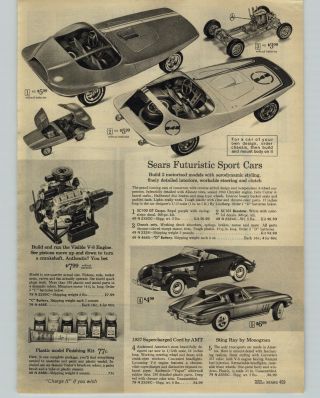 1966 Paper Ad Toy Sears Futuristic Sport Car Motorized Sc100 Gt Coupe Roaster