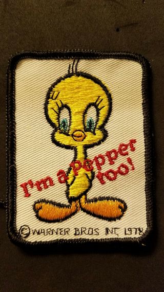 Dr.  Pepper Vintage 1978 Cloth Patch - Warner Brothers Tweety Bird