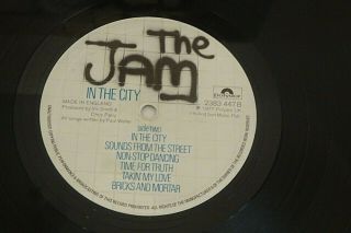 THE JAM IN THE CITY 1977 POLYDOR UK 1st PRESSING LP w/insert,  inner 3