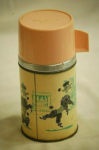 Old Vintage 1960s Gigi The Pink Poodle In Paris Thermos For Lunch Box By Aladdin