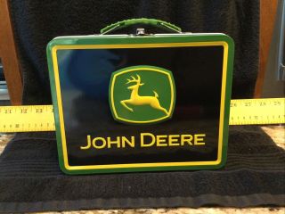 Vintage John Deere Embossed Logo Tin Lunch Box