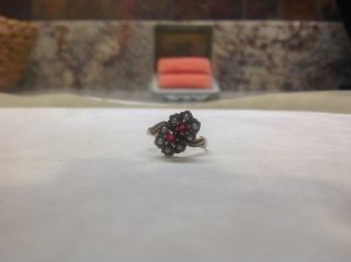Antique 14kt Victorian Garnet And Seed Pearl Ring