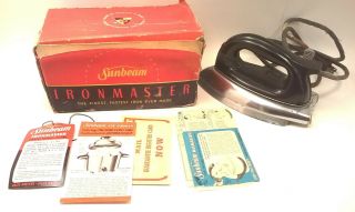 Vintage Sunbeam Dry Iron Ironmaster Model A - 9 Box 1950s Box Docs