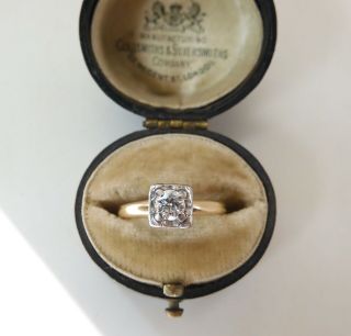 Art Deco Era 14k Gold.  25 Carat I - Color Vs2 Clarity Diamond Solitaire Ring