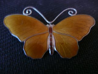 Norwegian Silver Enamel Butterfly Brooch Large (5.  8cm) Finn Jensen