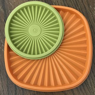 Tupperware Replacement Lids Orange 839 18 Green 812 20 Vintage Harvest Colors
