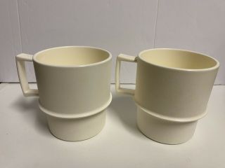 Vintage Tupperware Set Of 2 Stackable Mugs White/ivory Coffee Cups