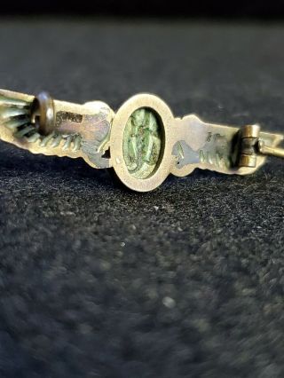 Egyptian Revival WINGED SCARAB Sterling Silver Plique A Jour Enamel Brooch Pin 3