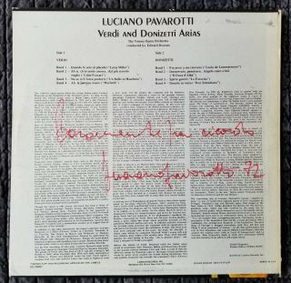 Luciano Pavarotti - Verdi And Donizetti Arias - London Opera Theater AUTOGRAPHED 2