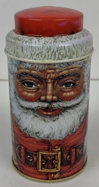 Christmas Santa Tin Cap - Tins Made In England Santa Face The Tin Box Co 4.  5 "