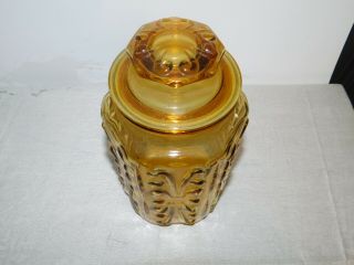 Vintage LE Smith Amber Glass Canister Atterbury Scroll 2