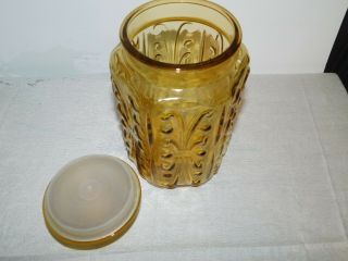 Vintage LE Smith Amber Glass Canister Atterbury Scroll 3