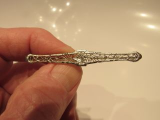 18k Gold Bar Pin With Diamond - Edwardian / Art Deco Style Fine 3.  1 G