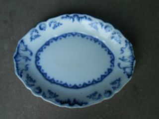 J & G Meakin Acantha Flow Blue Oval Serving Platter Handley England Vintage