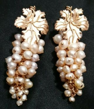 Gorgeous Desinger Stephen Dweck Grape Cluster Pearl Earrings Signed